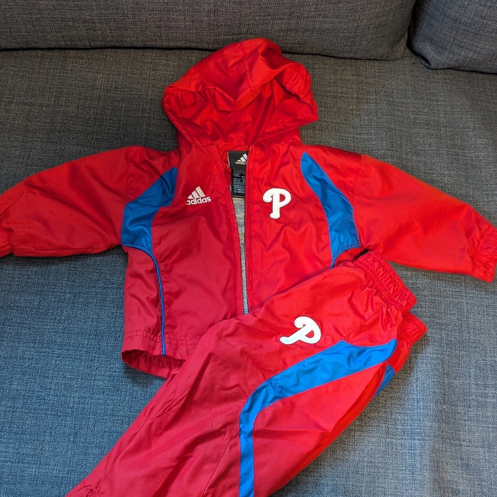 Toddlers Adidas Phillies Windbreaker Outfit 9-12 Month
